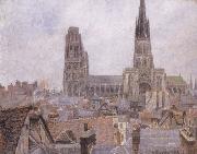 Camille Pissarro The Roofs of Old Rouen,Gray Weather oil painting